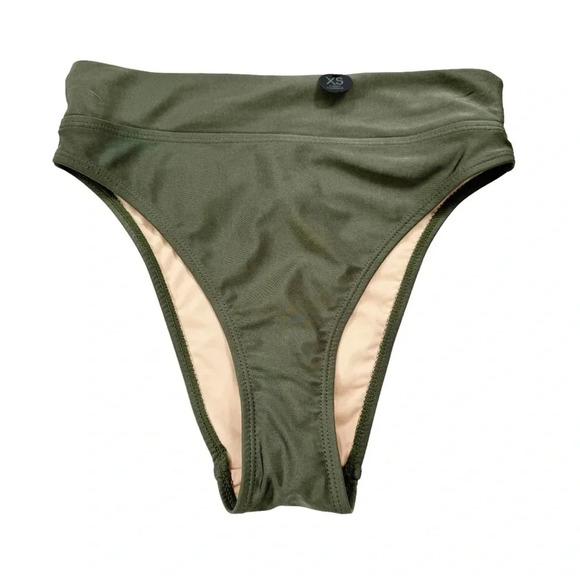 NWT Cotton On High Waisted Cheeky Bikini Smoothing Bottom Khaki Shimmer Size XS - Picture 10 of 10